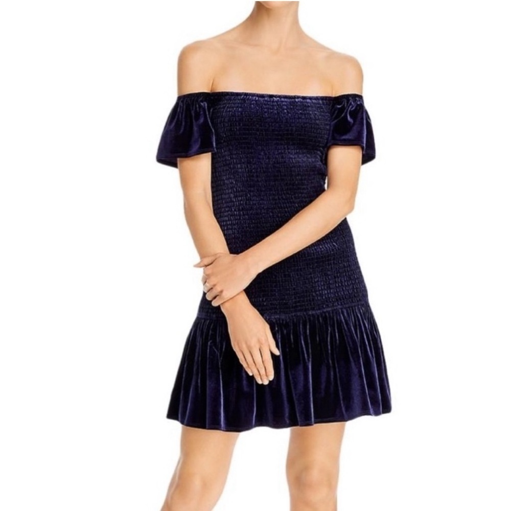 NWT Navy Blue Velvet Smock mini dress Sz Small Holiday Christmas style LD33552M